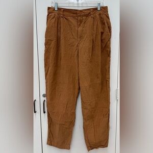 GAP 100% Cotton Women’s High Rise Pleated Tapered Brown Corduroy Trousers Size14